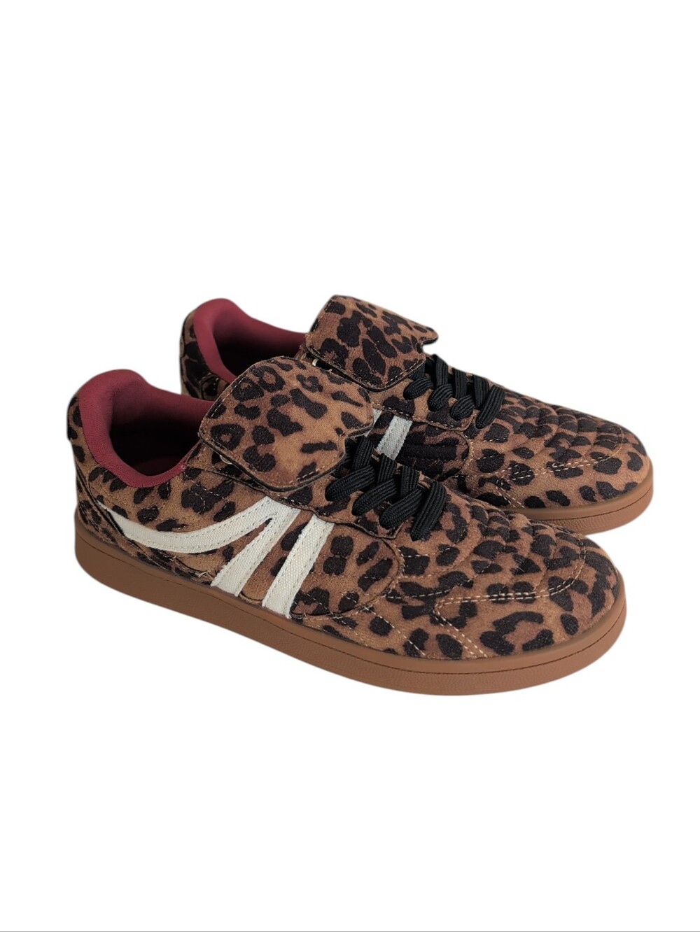 NIB Steve Madden Madrid Leopard Print Fold-Over Sneakers 5 Tan/Black